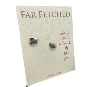 Far Fetched Dove Post Stud Earrings 925 Sterling Silver Handmade Artisan Crafted